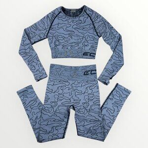 ECHT Apparel Arise Camo Set Womens Sz M Athletic High Waist Leggings & Crop Top